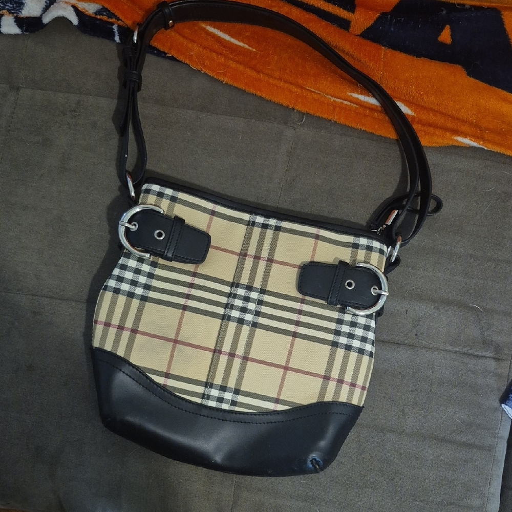 Plaid Shoulder Bag with Black Accents